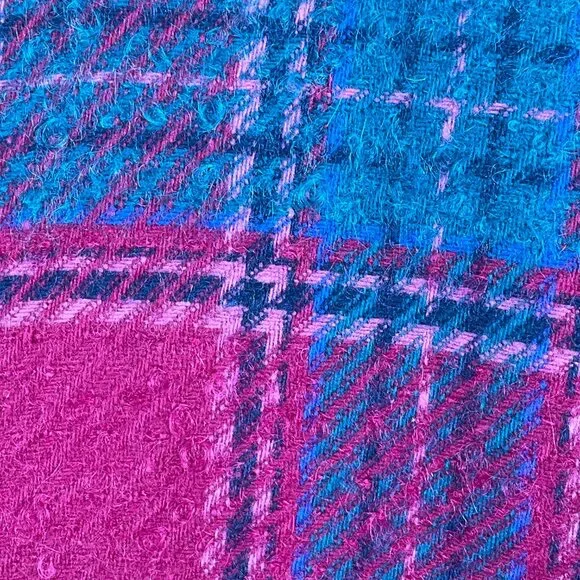 Vintage Pendleton Pink Teal Plaid Wool Cropped Jacket Jewel Buttons USA 10